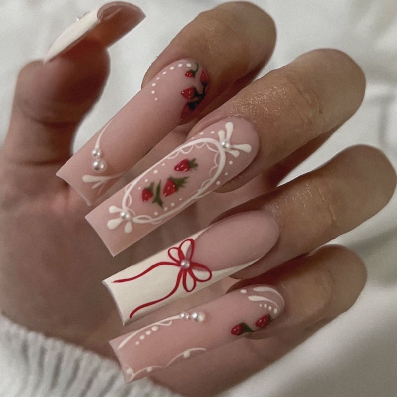 24pcs Flower Press on Nails Ar - Pressed Flower Art avaliação e preço